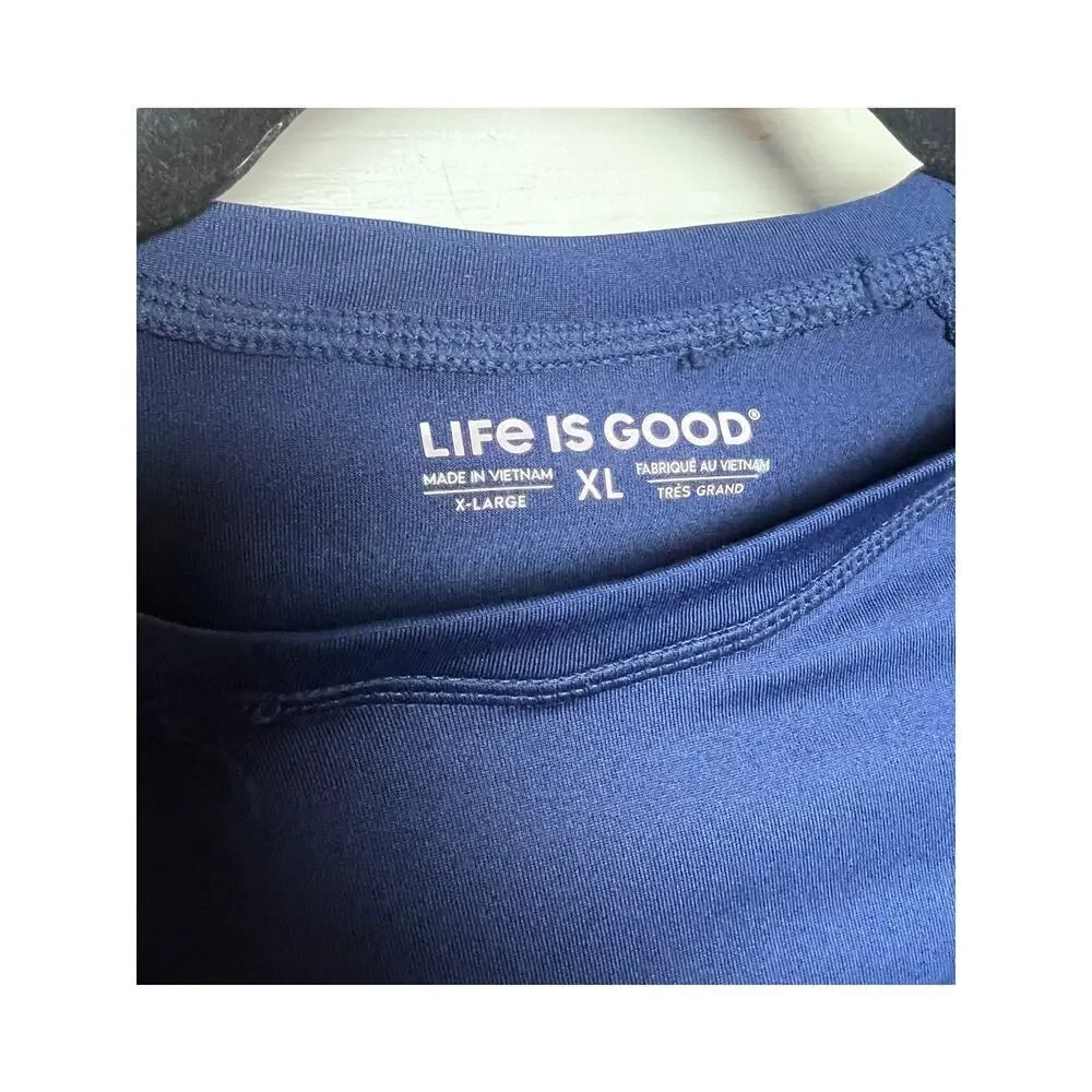 Life is Good Sun Shirt Kids Navy Long Sleeve Stretch UPF 50 Unisex Size XL